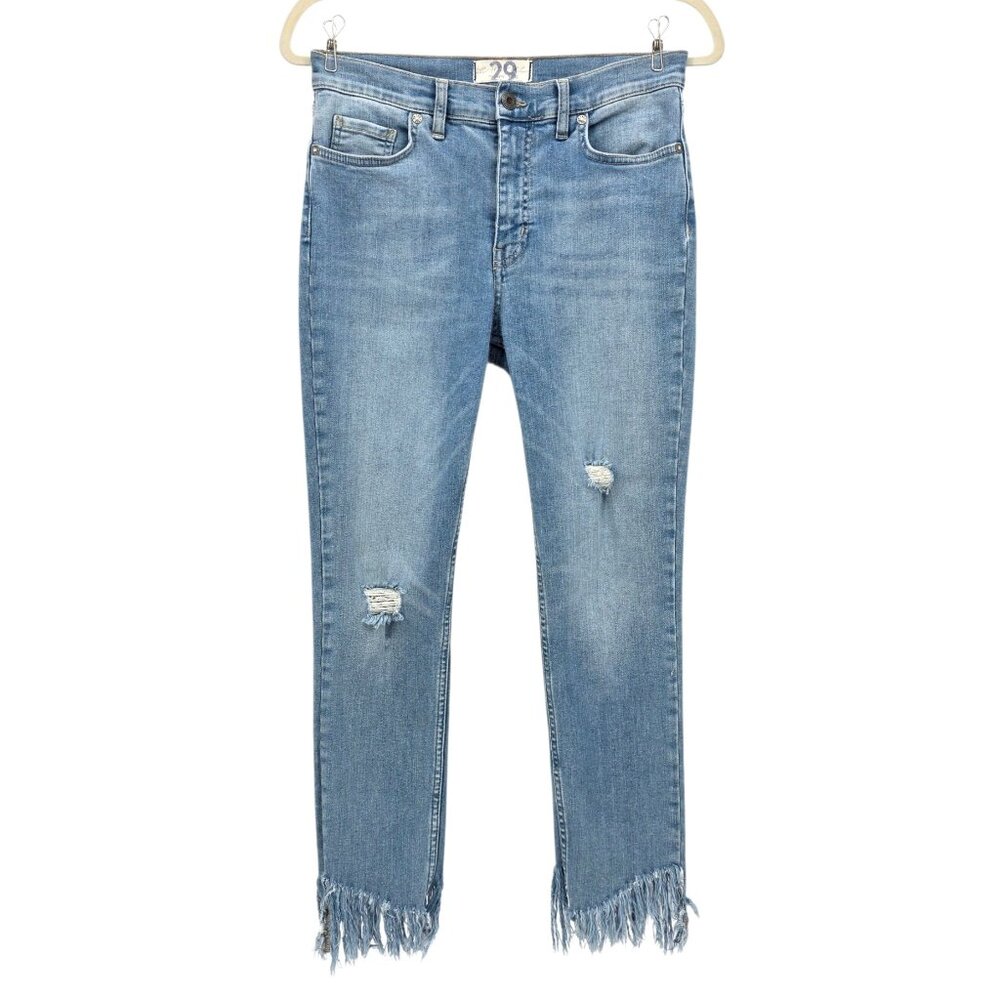 Free People We The Free Womens 29 Jeans Great Heights Frayed Skinny Cropped Boho